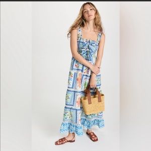 Farm Rio Tropical Tiles Square Maxi Dress XS